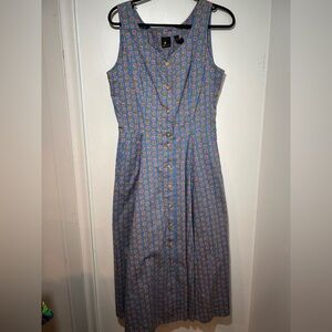 Vintage cottage core Lizsport Floral Sleeveless cotton Dress size 14